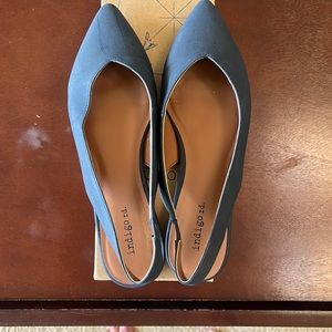 Indigo Rd. Gauri Dark Blue 8M Pointy Toe Slingback Flats